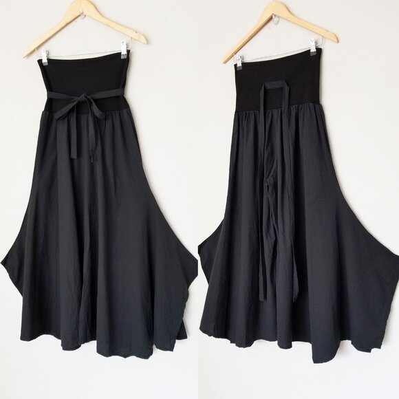 DRAGONFLY Fair Trade Wide Leg High Waist Tie Belt Palazzo Pant M Black Lagenlook - Picture 15 of 15